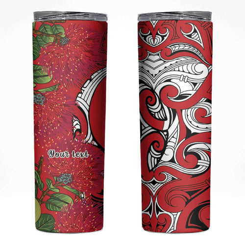 Personalised New Zealand Koru Pohutukawa Skinny Tumbler Meri Kirihimete Aroha for Christmas - Aussie Hoodie