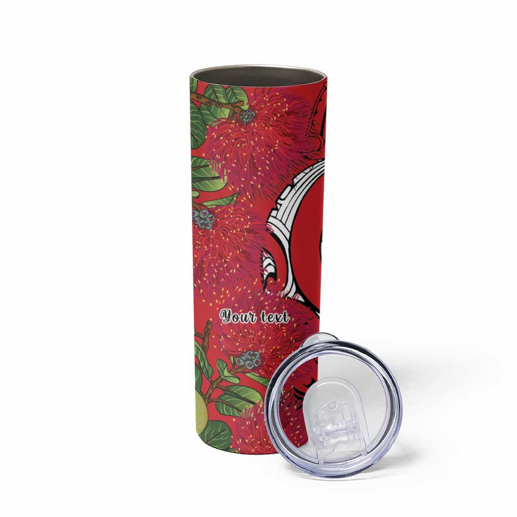 Personalised New Zealand Koru Pohutukawa Skinny Tumbler Meri Kirihimete Aroha for Christmas - Aussie Hoodie