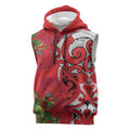 Personalised New Zealand Koru Pohutukawa Sleeveless Hoodie Meri Kirihimete Aroha for Christmas - Aussie Hoodie