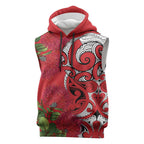 Personalised New Zealand Koru Pohutukawa Sleeveless Hoodie Meri Kirihimete Aroha for Christmas - Aussie Hoodie
