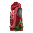 Personalised New Zealand Koru Pohutukawa Sleeveless Hoodie Meri Kirihimete Aroha for Christmas - Aussie Hoodie