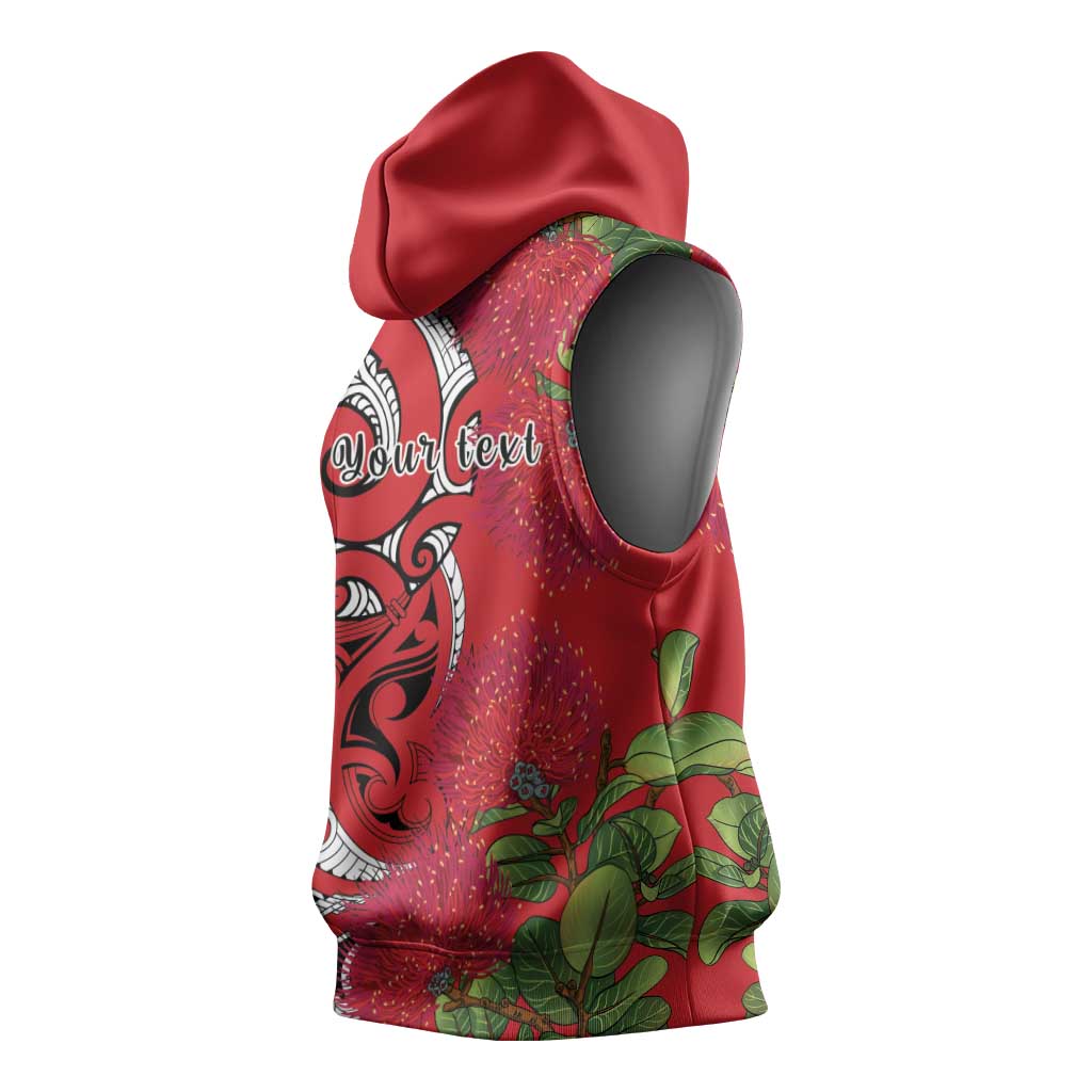 Personalised New Zealand Koru Pohutukawa Sleeveless Hoodie Meri Kirihimete Aroha for Christmas - Aussie Hoodie