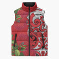 Personalised New Zealand Koru Pohutukawa Sleeveless Puffer Jacket Meri Kirihimete Aroha for Christmas - Aussie Hoodie