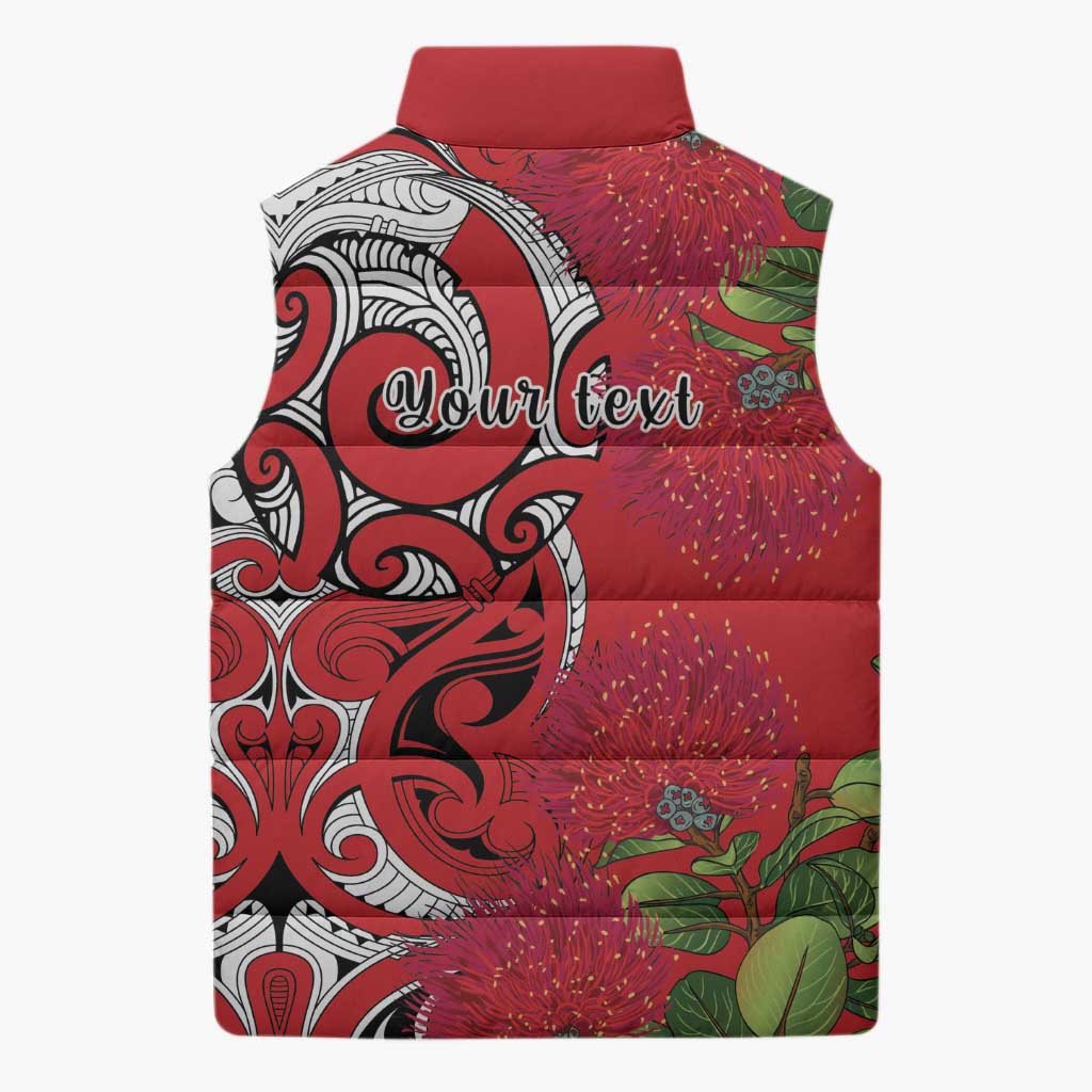 Personalised New Zealand Koru Pohutukawa Sleeveless Puffer Jacket Meri Kirihimete Aroha for Christmas - Aussie Hoodie
