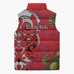 Personalised New Zealand Koru Pohutukawa Sleeveless Puffer Jacket Meri Kirihimete Aroha for Christmas - Aussie Hoodie