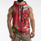 Personalised New Zealand Koru Pohutukawa Sleeveless Zip Hoodie Meri Kirihimete Aroha for Christmas LT9