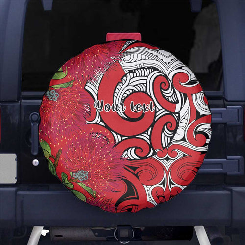 Personalised New Zealand Koru Pohutukawa Spare Tire Cover Meri Kirihimete Aroha for Christmas - Aussie Hoodie