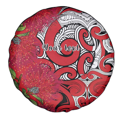 Personalised New Zealand Koru Pohutukawa Spare Tire Cover Meri Kirihimete Aroha for Christmas - Aussie Hoodie