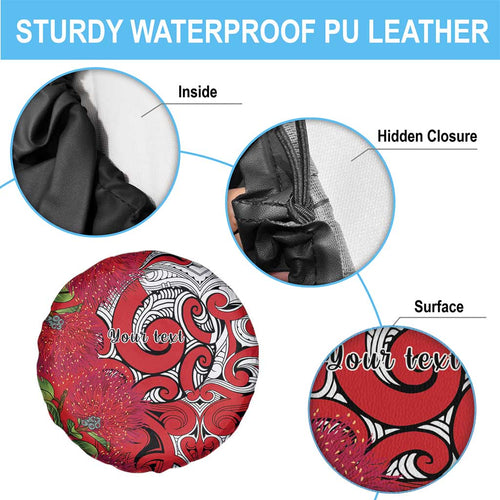 Personalised New Zealand Koru Pohutukawa Spare Tire Cover Meri Kirihimete Aroha for Christmas - Aussie Hoodie