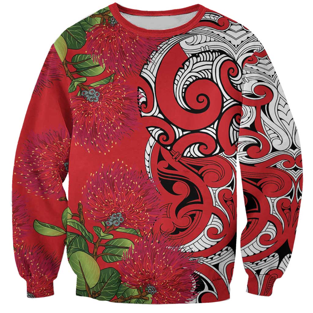 Personalised New Zealand Koru Pohutukawa Sweatshirt Meri Kirihimete Aroha for Christmas - Aussie Hoodie