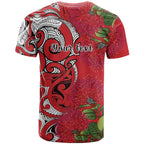 Personalised New Zealand Koru Pohutukawa T Shirt Meri Kirihimete Aroha for Christmas - Aussie Hoodie