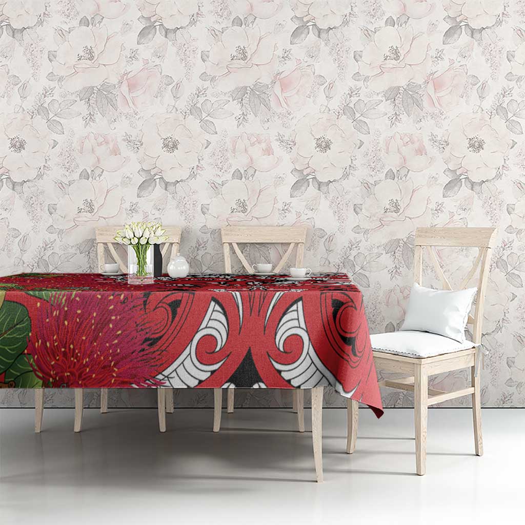 Personalised New Zealand Koru Pohutukawa Tablecloth Meri Kirihimete Aroha for Christmas - Aussie Hoodie