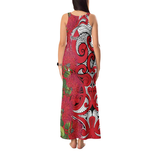 Personalised New Zealand Koru Pohutukawa Tank Maxi Dress Meri Kirihimete Aroha for Christmas - Aussie Hoodie