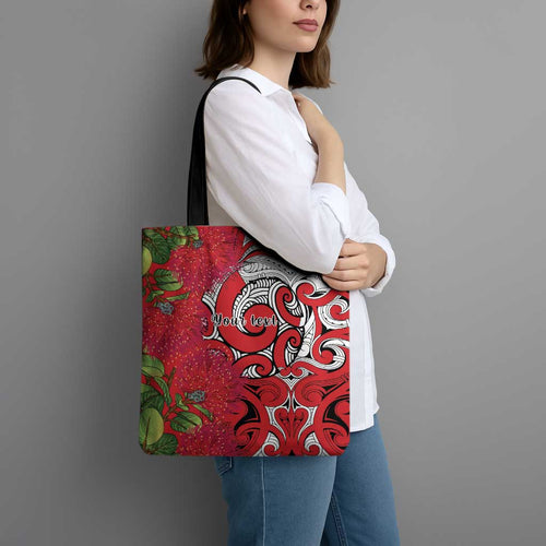 Personalised New Zealand Koru Pohutukawa Tote Bag Meri Kirihimete Aroha for Christmas - Aussie Hoodie