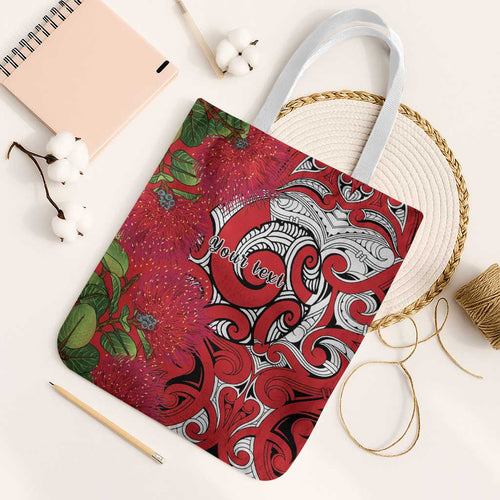 Personalised New Zealand Koru Pohutukawa Tote Bag Meri Kirihimete Aroha for Christmas - Aussie Hoodie