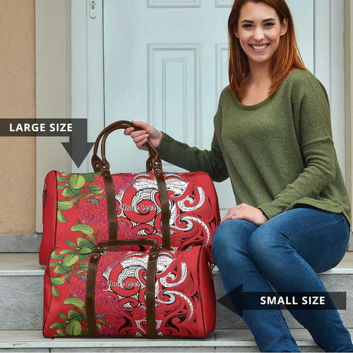 Personalised New Zealand Koru Pohutukawa Travel Bag Meri Kirihimete Aroha for Christmas - Aussie Hoodie
