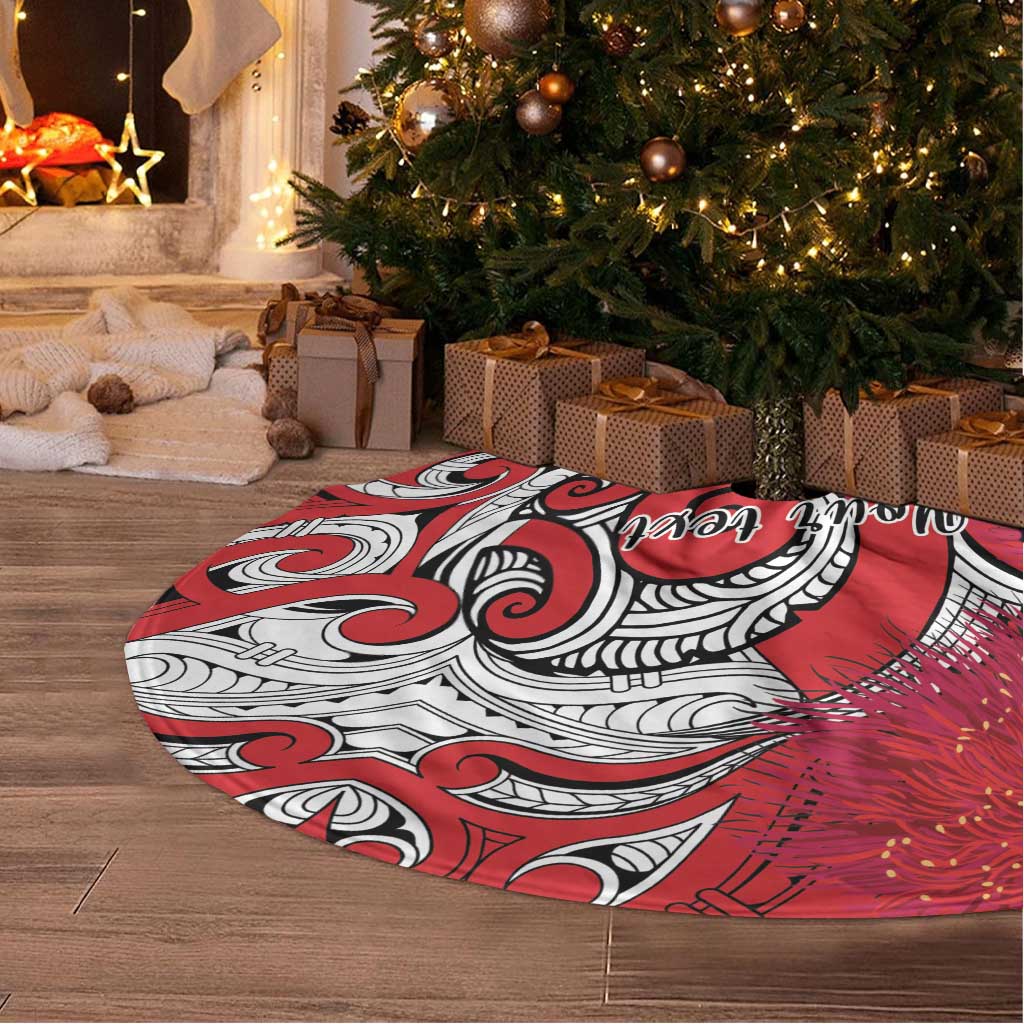 Personalised New Zealand Koru Pohutukawa Tree Skirt Meri Kirihimete Aroha for Christmas - Aussie Hoodie