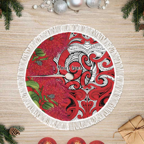 Personalised New Zealand Koru Pohutukawa Tree Skirt Meri Kirihimete Aroha for Christmas - Aussie Hoodie