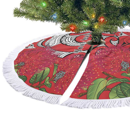 Personalised New Zealand Koru Pohutukawa Tree Skirt Meri Kirihimete Aroha for Christmas - Aussie Hoodie