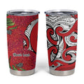 Personalised New Zealand Koru Pohutukawa Tumbler Cup Meri Kirihimete Aroha for Christmas - Aussie Hoodie