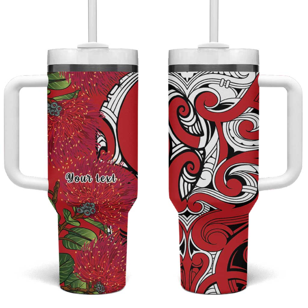 Personalised New Zealand Koru Pohutukawa Tumbler With Handle Meri Kirihimete Aroha for Christmas - Aussie Hoodie