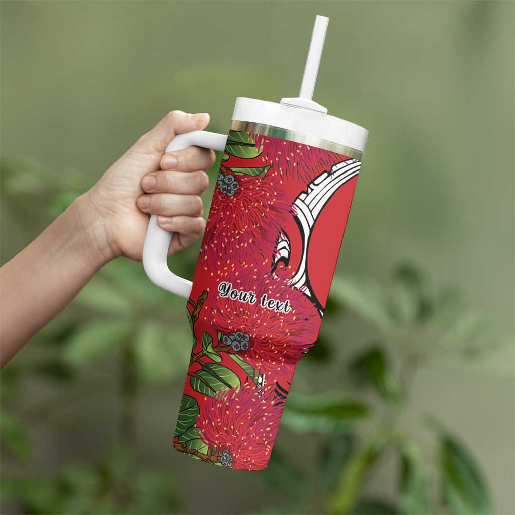Personalised New Zealand Koru Pohutukawa Tumbler With Handle Meri Kirihimete Aroha for Christmas - Aussie Hoodie
