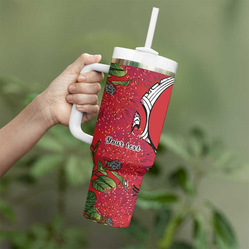 Personalised New Zealand Koru Pohutukawa Tumbler With Handle Meri Kirihimete Aroha for Christmas - Aussie Hoodie