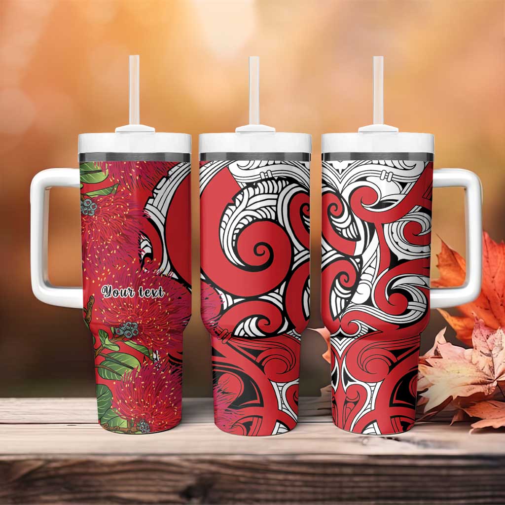 Personalised New Zealand Koru Pohutukawa Tumbler With Handle Meri Kirihimete Aroha for Christmas - Aussie Hoodie