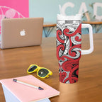Personalised New Zealand Koru Pohutukawa Tumbler With Handle Meri Kirihimete Aroha for Christmas - Aussie Hoodie