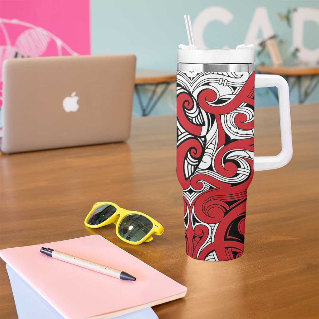 Personalised New Zealand Koru Pohutukawa Tumbler With Handle Meri Kirihimete Aroha for Christmas - Aussie Hoodie