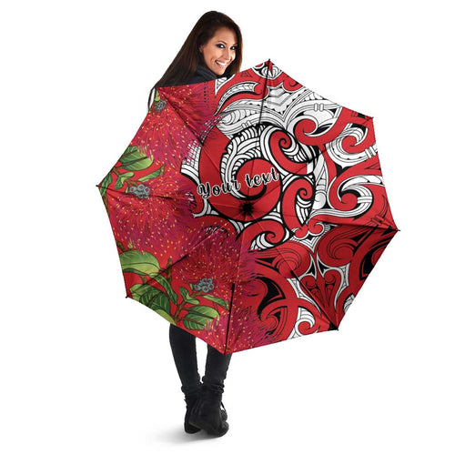Personalised New Zealand Koru Pohutukawa Umbrella Meri Kirihimete Aroha for Christmas - Aussie Hoodie