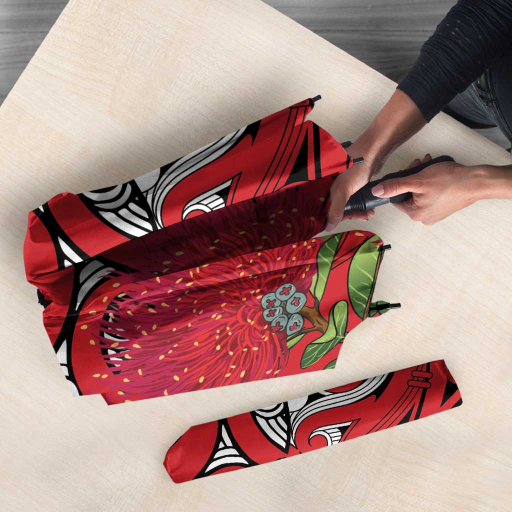Personalised New Zealand Koru Pohutukawa Umbrella Meri Kirihimete Aroha for Christmas - Aussie Hoodie