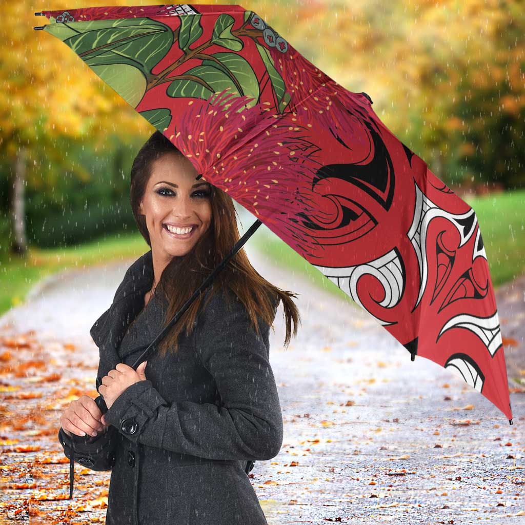 Personalised New Zealand Koru Pohutukawa Umbrella Meri Kirihimete Aroha for Christmas - Aussie Hoodie