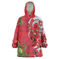 Personalised New Zealand Koru Pohutukawa Wearable Blanket Hoodie Meri Kirihimete Aroha for Christmas - Aussie Hoodie