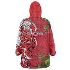 Personalised New Zealand Koru Pohutukawa Wearable Blanket Hoodie Meri Kirihimete Aroha for Christmas - Aussie Hoodie
