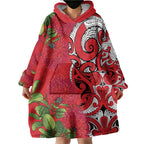 Personalised New Zealand Koru Pohutukawa Wearable Blanket Hoodie Meri Kirihimete Aroha for Christmas - Aussie Hoodie