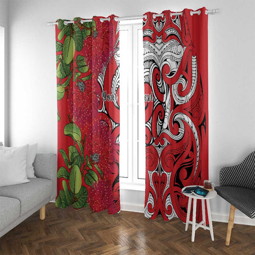 Personalised New Zealand Koru Pohutukawa Window Curtain Meri Kirihimete Aroha for Christmas - Aussie Hoodie
