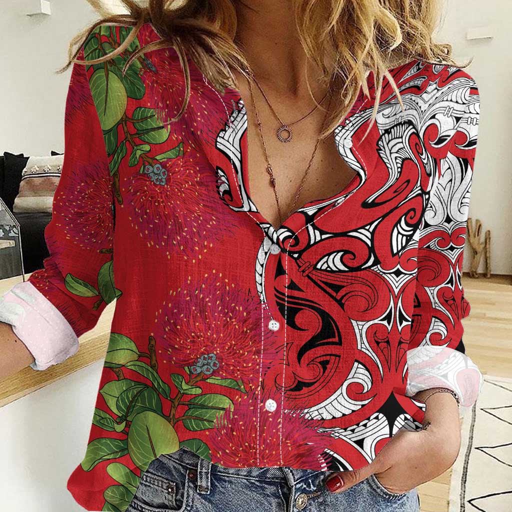 Personalised New Zealand Koru Pohutukawa Women Casual Shirt Meri Kirihimete Aroha for Christmas - Aussie Hoodie