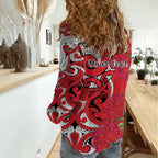 Personalised New Zealand Koru Pohutukawa Women Casual Shirt Meri Kirihimete Aroha for Christmas - Aussie Hoodie