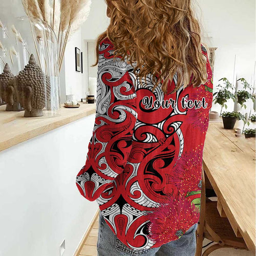 Personalised New Zealand Koru Pohutukawa Women Casual Shirt Meri Kirihimete Aroha for Christmas - Aussie Hoodie