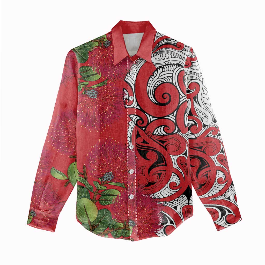 Personalised New Zealand Koru Pohutukawa Women Casual Shirt Meri Kirihimete Aroha for Christmas - Aussie Hoodie