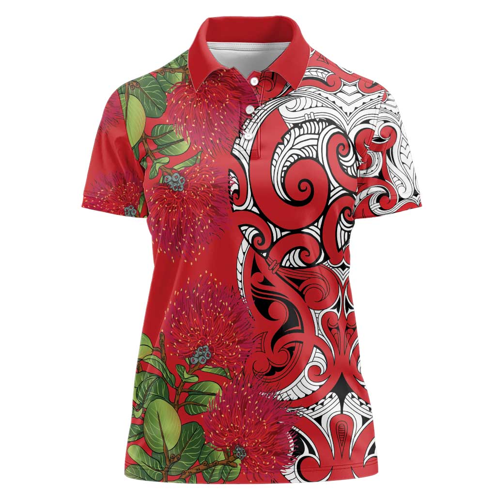 Personalised New Zealand Koru Pohutukawa Women Polo Shirt Meri Kirihimete Aroha for Christmas - Aussie Hoodie