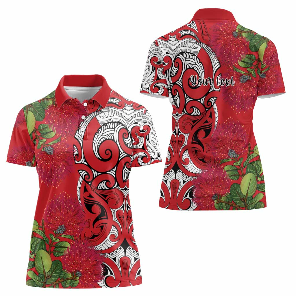 Personalised New Zealand Koru Pohutukawa Women Polo Shirt Meri Kirihimete Aroha for Christmas - Aussie Hoodie