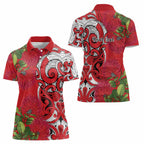 Personalised New Zealand Koru Pohutukawa Women Polo Shirt Meri Kirihimete Aroha for Christmas - Aussie Hoodie