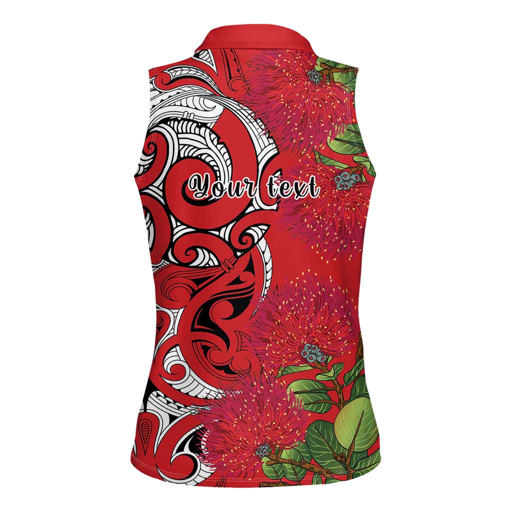 Personalised New Zealand Koru Pohutukawa Women Sleeveless Polo Shirt Meri Kirihimete Aroha for Christmas - Aussie Hoodie
