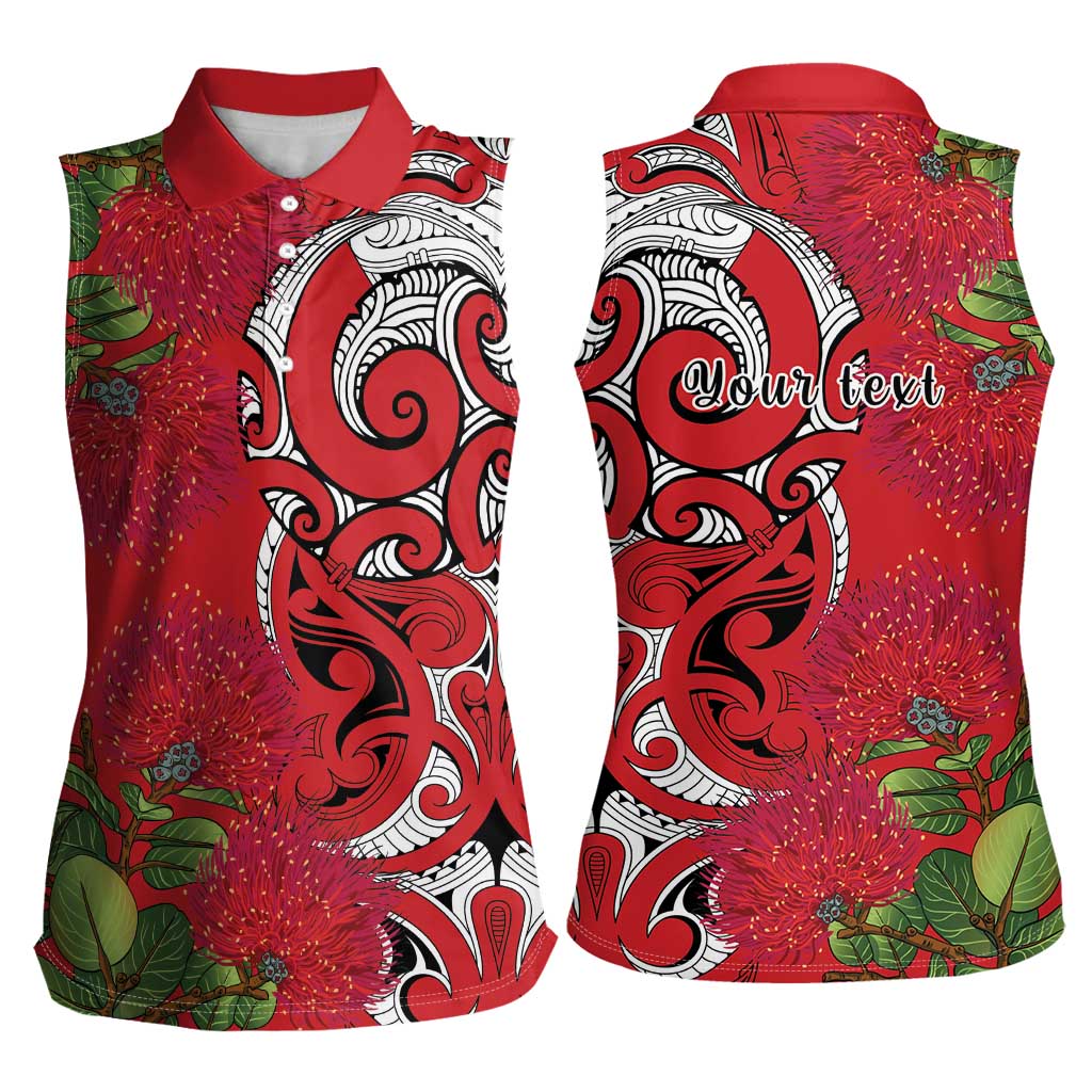 Personalised New Zealand Koru Pohutukawa Women Sleeveless Polo Shirt Meri Kirihimete Aroha for Christmas - Aussie Hoodie