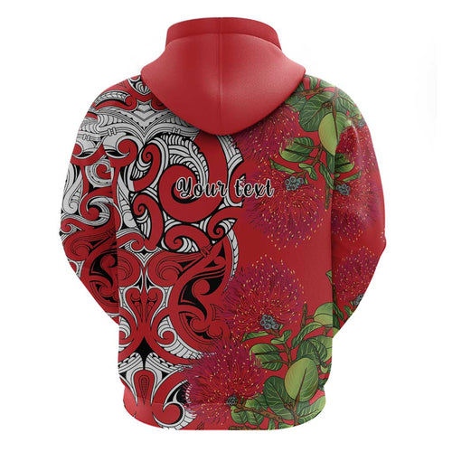 Personalised New Zealand Koru Pohutukawa Zip Hoodie Meri Kirihimete Aroha for Christmas - Aussie Hoodie