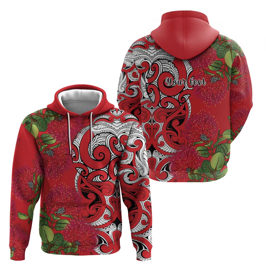 Personalised New Zealand Koru Pohutukawa Zip Hoodie Meri Kirihimete Aroha for Christmas - Aussie Hoodie