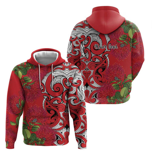 Personalised New Zealand Koru Pohutukawa Zip Hoodie Meri Kirihimete Aroha for Christmas - Aussie Hoodie