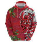Personalised New Zealand Koru Pohutukawa Zip Hoodie Meri Kirihimete Aroha for Christmas - Aussie Hoodie